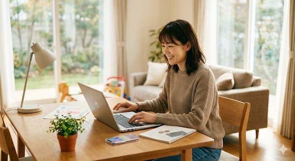 在宅で仕事をする女性